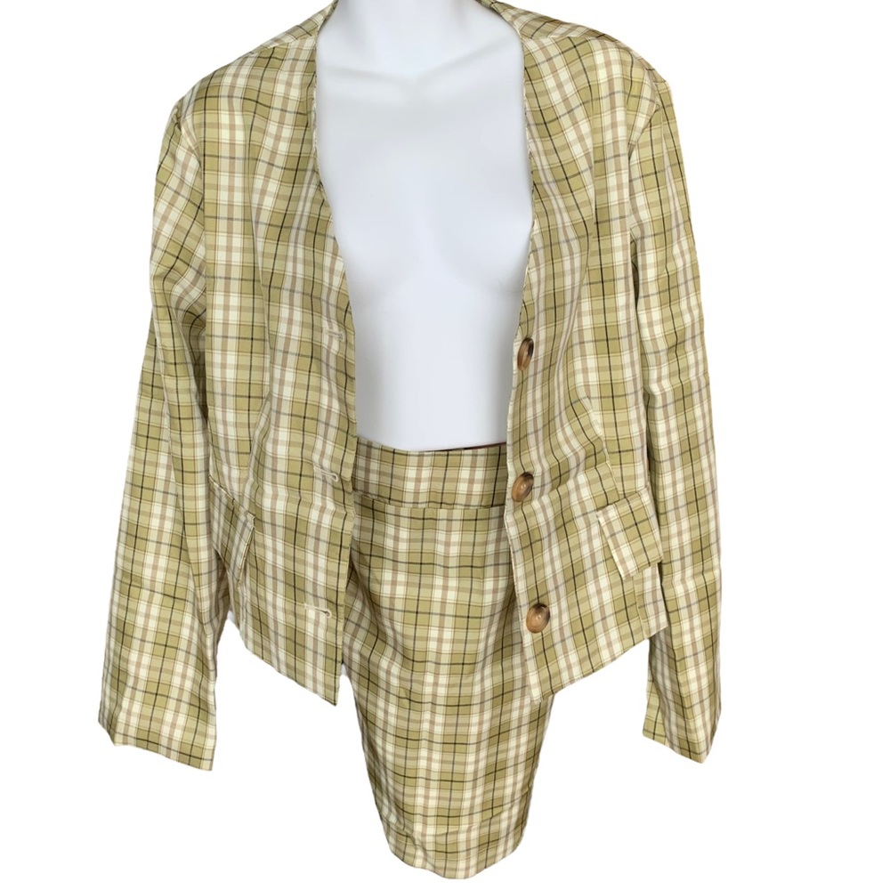 SHEIN JACKET AND SKIRT SET TARTAN PRINT SIZE 0XL